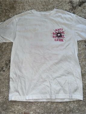 White Pink Glass Authentic Anti Social Social Club Theories Tee White Size Med